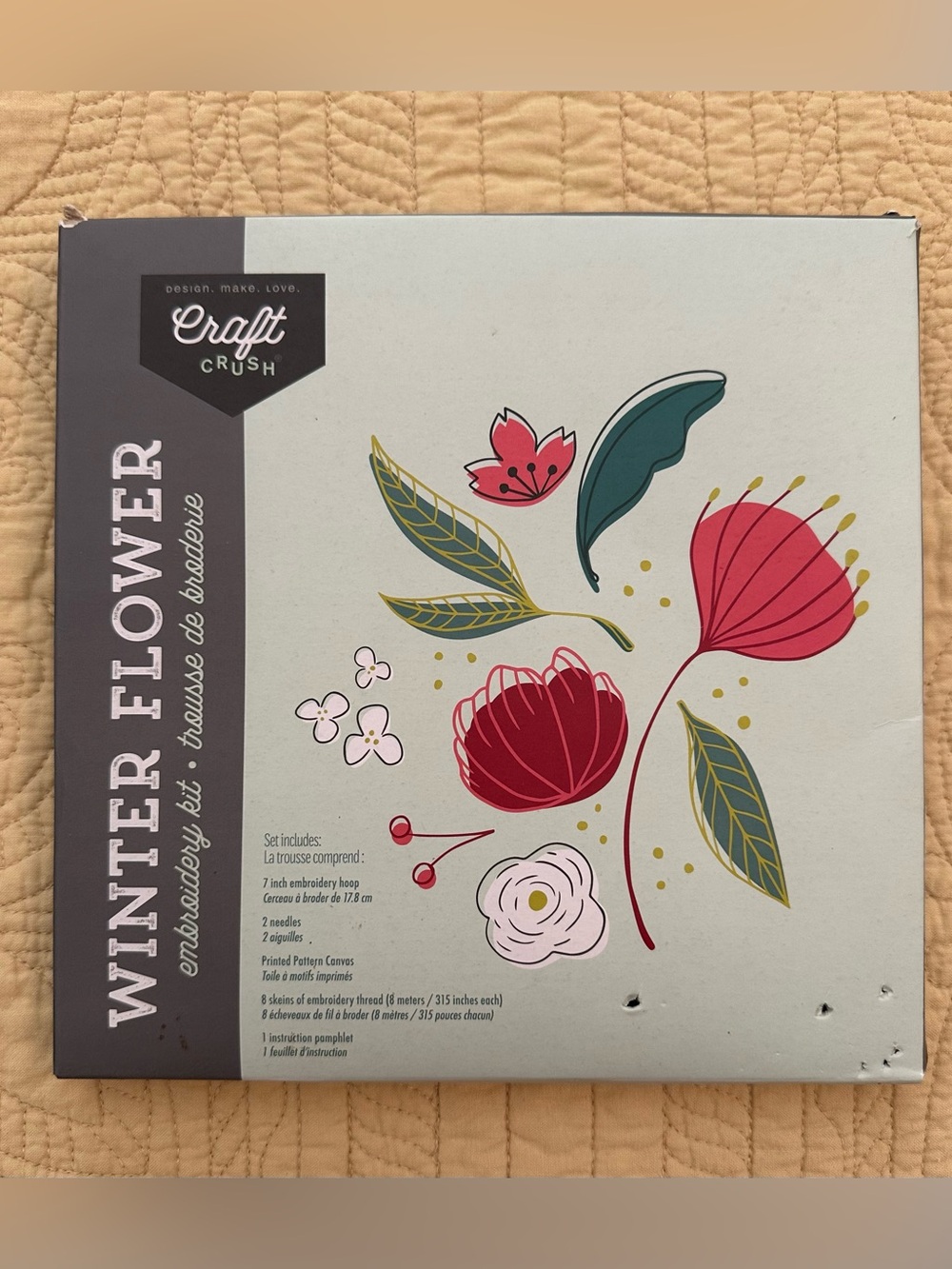Winter Flower embroidery kit • perfect for kids